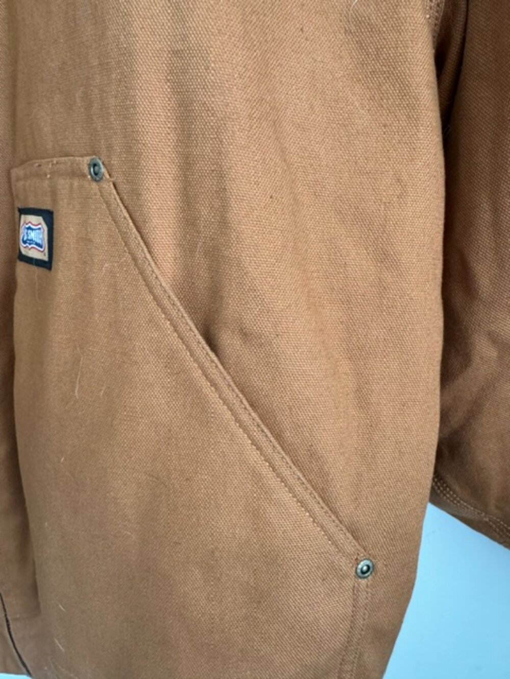 Vintage Big Smith Hooded Duck Canvas Insulated Jacket 2XL Reg Brown - Picture 12 of 14